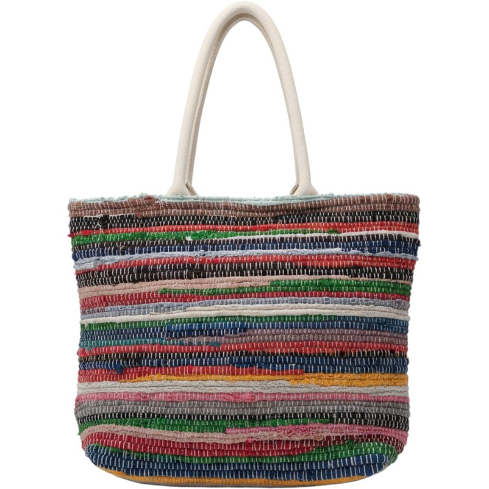 Handcrafted Chindi Rag Rug Tote Bag Women Large Multi color Woven Boho